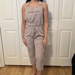 Aritzia Wilfred Free Valletta Gray Beige Overalls Cropped Jumpsuit Sz XS